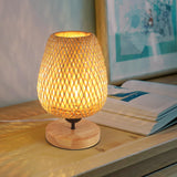 1 x RAW Customer Returns Comely Woven Bamboo Table Lamp, Desk Lamp, E27 Table Lamp with Natural Wood Base for Living Room, Children s Room, Desk and Bedroom, Max 60W - RRP €37.99