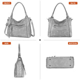 1 x RAW Customer Returns BAIGIO 2-piece handbags women s set shoulder bag large shopper bag PU leather shoulder bag crossbody bag tote laptop women s bag handle bags tote bag with wallet zip, light grey - RRP €33.26