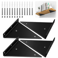 1 x RAW Customer Returns Housolution Floating Shelf Brackets, 4 Pack Triangular Wall Mount 6 Inch Hidden Heavy Duty Angle Bracket 100 Pounds 45 KG Load Capacity Metal Shelf Brackets with Screws Wall Mounted for Shelves, Black - RRP €18.68