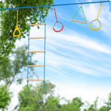 1 x RAW Customer Returns Vanku 2 x 50ft slackline set for children with rope pulley, obstacle set with climbing frame, climbing bars, climbing ladder, gymnastic rings, tree protection colorful  - RRP €96.06