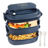 1 x RAW Customer Returns OITUGG Lunch Box 2 Tiers - 1550ml Lunch Box for Adults - Lunch Box with 3 Compartments and Cutlery, BPA Free, Microwave Safe, Dishwasher Safe, 19 x 12 x 12cm, Blue - RRP €16.9