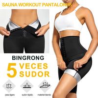 1 x RAW Customer Returns Bingrong Women s Short Sauna Pants Sports Shapewear High Waist Sweat Pants with Pockets Nanotechnology Reducing Leggings Pant for Running Yoga Black, XL  - RRP €26.7