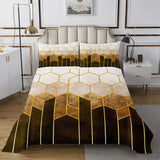 1 x RAW Customer Returns Metallic Stripe Quilt Set 240x260 Teens Boys Man, Geometric Diamond Bedding Set Rustic Country Marble Pattern Bedspread Gold Honeycomb Quilt Set Breathable Room Decoration - RRP €52.48