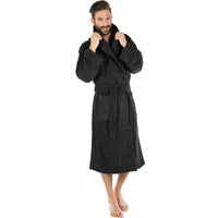 1 x RAW Customer Returns CelinaTex S-XXXL bathrobe hood plain long patch pockets women men unisex warm terry cotton OEKO-TEX Montana - RRP €40.01