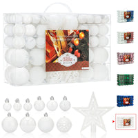 1 x RAW Customer Returns Aitsite 101PCS Christmas Baubles 2CM 4CM 6CM Plastic Baubles and Baubles Set Tree Ornament for Christmas Tree Decoration White  - RRP €32.99