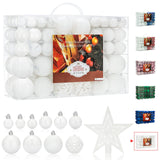 1 x RAW Customer Returns Aitsite 101PCS Christmas Balls 2CM 4CM 6CM Plastic Tree Balls and Baubles Set Tree Ornament for Christmas Tree Decoration White  - RRP €32.99