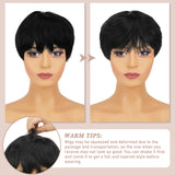 3 x Brand New RUWISS Pixie Cut Wigs for Black Women Pixie Cut Human Hair Wigs Short Layered Wigs Natural Black Short Pixie Human Hair Wigs 1B  - RRP €97.89