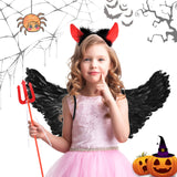 25 x Brand New Herefun Angel Wings Costume, 4 Pieces Halloween Devil Costume Women Black with Magic Wand, Halo and Elf Ears, Black Angel Wings Decoration for Women Halloween Party Cosplay Black  - RRP €297.25