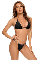 1 x Brand New SHEKINI Women s Bikini Set Classic Triangle Bikini Top Adjustable Ties up Bikini Bottoms Sexy Ruched Beach Bikini XL, Black F  - RRP €33.26