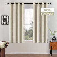 4 x Brand New MIULEE Curtains Short 100 Opaque Velvet Short Curtains for Bedroom Opaque Thermal Curtains with Eyelets Cold Protection Blackout Curtain Set of 2, HxW 175x140 cm Light Beige - RRP €137.08