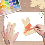 2 x Brand New Tenuevo wooden bunnies to paint, 10 pieces of Easter wood to paint with colorful mini pompoms and googly eyes, DIY Easter bunny decoration for children s craft set, Easter decoration Easter crafts spring to decorate - RRP €16.32