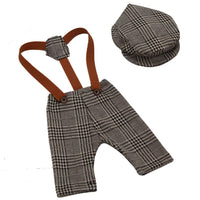 1 x RAW Customer Returns Toyvian Baby Photography Outfits Plaid Suspender Pants and Peaked Cap Set Newborn Costume Suit for Girls Boys Photo Props Baby Shower Gift - RRP €21.49