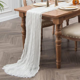 1 x RAW Customer Returns Eviznbou Table Runner White, Pack of 4 Table Runner Cheesecloth, 90 x 300 cm Rustic Gauze Fabric Boho Table Runner, Cheesecloth Table Runner for Weddings Bridal Shower Decorations Table Decoration - RRP €22.18