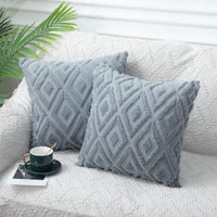 1 x Brand New Lohofrnny Set of 2 Cushion Covers, Corduroy Pure Color Cushion Cover Soft Plush Cushion Cover Set, Modern Cushion Covers Decorative for Living Room Sofa Bedroom Boho Decor 45 x 45 cm, Gray  - RRP €17.99