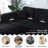 1 x RAW Customer Returns Jaotto Sofa Covers Sofa Cover Elastic Spandex Stretch Sofa Covers Couch Cover for L-Shaped Sofa Universal Washable Sofa Cover 2 Pack Anti-Slip 2 Seater 2 Seater, Black  - RRP €56.99