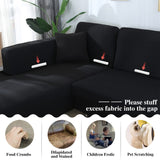 1 x RAW Customer Returns Jaotto Sofa Covers Sofa Cover Elastic Spandex Stretch Sofa Covers Couch Cover for L-Shaped Sofa Universal Washable Sofa Cover 2 Pack Anti-Slip 2 Seater 2 Seater, Black  - RRP €56.99