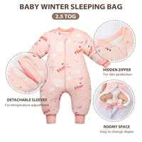 1 x RAW Customer Returns Mosebears Baby Sleeping Bag with Legs Warmly Lined Baby Sleeping Bag Removable Sleeves, Unisex Pajamas for Girls - RRP €28.61