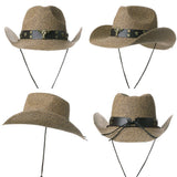 9 x RAW Customer Returns Comhats Cowboy Hats Men s Western Hat Straw Hat Wide Brim with Chin Strap Unisex 93559-Khaki M - RRP €262.98