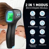 1 x RAW Customer Returns Fever Thermometer Contactless Infrared Forehead Thermometer for Baby Adults, Digital Thermometer Fever with Immediate and Accurate Readings, Fever Alarm, 50 Memory Function - RRP €20.16