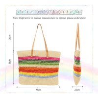 1 x Brand New EVEOUT Straw Shoppers for Women Tote Bags Summer Large Bohemian Style Beach Straw Shoulder Bags - RRP €50.4