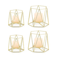 1 x RAW Customer Returns Romadedi Candle Holders Gold Living Room Modern Decoration Set of 4 Geometric Tealight Holders Candlesticks Metal Wedding Tealight Pillar Candles Lantern Table Decoration Party - RRP €25.99