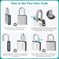 1 x RAW Customer Returns JYSDCXC Combination Lock Padlock with Number Code 4 Digits, Solid Hardened Steel Resettable Locker Lock Weatherproof for Door, Garden Fences, Suitcase Lock, School, Gym, TSA Lock - RRP €9.89