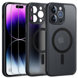 1 x RAW Customer Returns FLLAO Magnetic Case for iPhone 14 Pro with 2 Tempered Glass Compatible with MagSafe Lens Protector Transparent Matte Back Cover Slim Shockproof Black - RRP €21.6