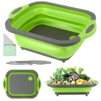 1 x RAW Customer Returns Gintan Camping Chopping Board Foldable, 3 in 1 Multifunctional, with Knife, for Washing and Storing Fruit and Vegetables Can Be Used for Kitchen, Camper, Motorhome Accessories, Outdoor - RRP €14.11