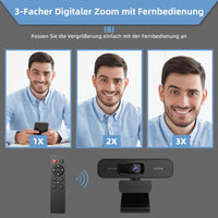 1 x RAW Customer Returns Zoom Certified, NexiGo N940P 2K webcam with zoom function, remote control and software Sony Starvis sensor 1080P 60FPS 3X zoom in Dual stereo microphone, for Zoom Skype Teams Webex black  - RRP €89.99