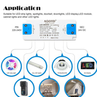 1 x RAW Customer Returns AGOTD LED transformer LED transformer 230V to 24V LED, DC 30 watt LED power supply driver LED driver constant voltage 30W for LED light strips, cabinet lights - RRP €12.1