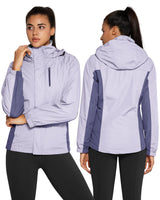 1 x RAW Customer Returns QUEENIEKE Water-Repellent Outdoor Jacket Softshell Jacket 3 in 1 Windproof Breathable Functional Jacket with Removable Hood XXL Light Purple - RRP €25.2