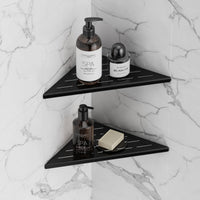 1 x RAW Customer Returns Neodrain Corner Shelf Shower Shelf Stainless Steel Corner Shower Shelf Black Tiles Recessed for Bathroom Shampoo Holder, 2 Pieces - RRP €58.99