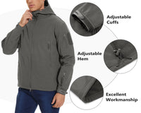 1 x RAW Customer Returns TACVASEN Men s Windproof Waterproof Camping Softshell Jacket Hiking Jacket Lightweight Autumn with Zipper Pocket, Gray, M - RRP €43.25