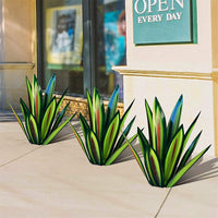 1 x RAW Customer Returns Hopbucan 13.7 Rustic Sculpture, DIY Hand Painted Metal Agave Plants, Outdoor Garden Lawn Ornaments- Green - RRP €27.22