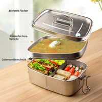 1 x RAW Customer Returns Double-layer breakfast box, stainless steel lunch box for children with compartments - 1500 ml, leak-proof bento box, metal lunch box for school, work, hiking, picnic silver  - RRP €22.98