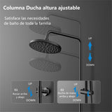 1 x RAW Customer Returns YOOZENA Black Single Handle Shower Column, Bathroom Showers Extendable Column with Faucet, Shower Head with Hose, Rain Shower, Adjustable in Round Matte Black Stainless Steel - RRP €122.56