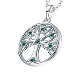 1 x Brand New JO WISDOM Necklace Tree of Life, chain pendant silver 925 knot tree of life pendant necklace with 3A zirconia May birthstone emerald color, women s jewelry, jewelry for women - RRP €51.89