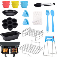 1 x RAW Customer Returns 18PCS Accessories Hot Air Fryer for Ninja Foodi AF300EU AF400EU, 2024 New Dual Zone Hot Air Fryer Accessories, Airfryer Accessories Including Baking Pan, Silicone Mold, Liner, Racks - RRP €31.75