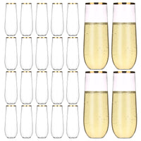 5 x Brand New hotder 24 pieces plastic champagne flutes, 250ML champagne glasses, champagne flutes, champagne glasses made of plastic, stemless champagne flute for birthday party wedding - RRP €109.95