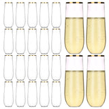 3 x Brand New hotder 24 pieces plastic champagne flutes, 250ML champagne glasses, champagne flutes, champagne glasses made of plastic, stemless champagne flute for birthday party wedding - RRP €65.97