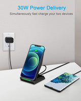 1 x RAW Customer Returns NANAMI Wireless Charger with 30W USB-C Charger - 2 in 1 Inductive Charging Stand with Connection, Qi Wireless Charging Station for iPhone 16 15 14 13 12 11 XS Max X XR 8 Plus, Samsung Galaxy S24 S23 S22 S21 - RRP €29.84