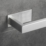 1 x RAW Customer Returns Beelee BA15601N-40 Stainless Steel Adhesive Towel Bar, Single Bar Towel Holder for Bathroom, Kitchen, Square Design, Brushed Nickel, 38.5cm - RRP €23.64