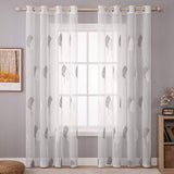 1 x RAW Customer Returns MIULEE Modern Bedroom Curtains, Window Curtains with Embroidered Leaf Pattern, Sheer Inner Curtain with Eyelets, Voile Curtains for Home Living Room and Living Room 2 Pieces, 2x 140x280cm, Gray - RRP €38.35