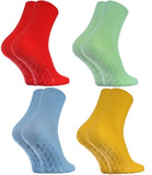 1 x RAW Customer Returns Rainbow Socks - Women s Men s Non-Slip Diabetic Socks Without Elastic Waistband ABS - 4 Pairs - Red Green Yellow Blue - Sizes 36-38 - RRP €18.99