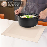 1 x RAW Customer Returns SueH Design Woven Placemats Set of 8 Vinyl Heat Resistant Placemats Anti-fouling and Washable 45 cm x 30 cm, Beige - RRP €20.99