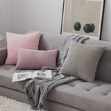 1 x RAW Customer Returns MIULEE Set of 2 Cushion Covers Corduroy Throw Pillow Cover Sofa Cushion Decorative Couch Cushion Pillow Case Cover Soft for Living Room Bedroom 26x26 Inch, 65x65 cm Pink Purple - RRP €27.99