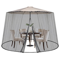 1 x RAW Customer Returns Sekey Adjustable Mosquito Net for 250-300 cm Patio Parasol, Mosquito Net for Patio with 2 Double Doors, Mosquito Net for Parasol, 2.5 m Height, Black - RRP €39.99