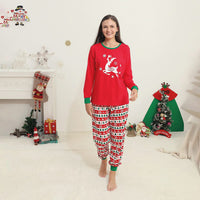 1 x RAW Customer Returns Zoerea Christmas Pajamas Family Matching Reindeer Pattern Long Sleeve Top and Pants Sleepwear Autumn Winter Pajamas Set for Couple Women Men Children Red, XXL-Women - RRP €33.99