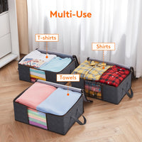 1 x RAW Customer Returns Lifewit 3 Pieces Clothes Organizer, Foldable Clothes Storage Boxes with Reinforced Handle, Resistant Fabric Clothes Storage Bags and Transparent Window for Sweaters, Coats, Blankets, 35L, Gray - RRP €15.99