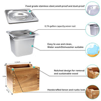 1 x RAW Customer Returns GOGREEBELL Compost Bin Kitchen Countertop Compost Bin with Lid Acacia Wood Box, Compost Container for Kitchen, Odor Proof, Indoor Compost Bucket with Stainless Steel Trumpet 3.2L - RRP €36.3